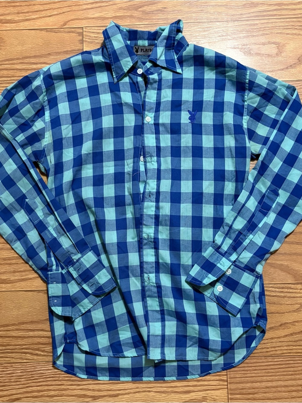 Y2k 2000s Playboy Plaid Button Up Shirt Long Sleeved Large